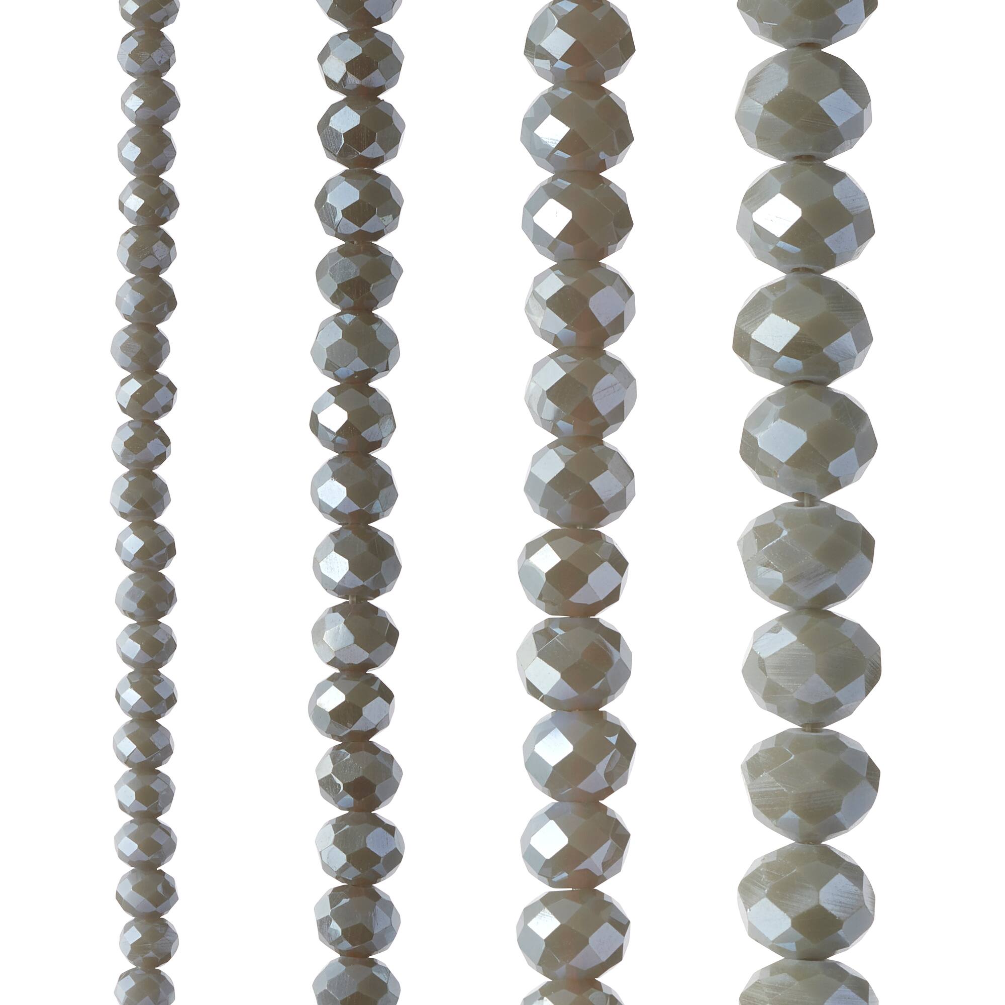 12 Packs: 4 ct. (48 total) Gray Faceted Glass Rondelle Bead Strands by Bead Landing™